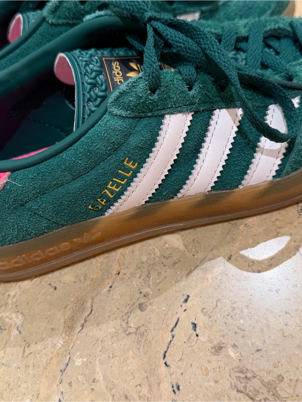 adidas Gazelle Suede Sneakers in Forest Green with White Stripes